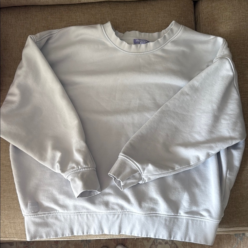 Baby Blue Crew Neck Sweater with Ribbed Details